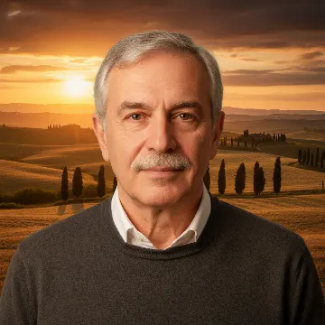 Esempio: la stessa foto con uno sfondo di campagna al tramonto